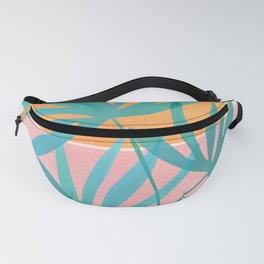 Teal and Pink Retro Sunset Palms Fanny Pack
