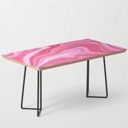 Rose Pink & White Liquid Marble Pattern Coffee Table