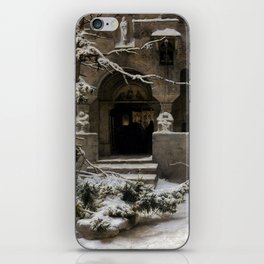Courtyard of the Monastery Under the Snow - Carl Friedrich Lessing  iPhone Skin