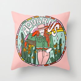 Aquarius Cowgirl Throw Pillow