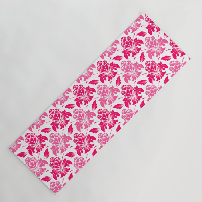 Preppy Room Decor - Pink Red Damask Pattern Design  Yoga Mat