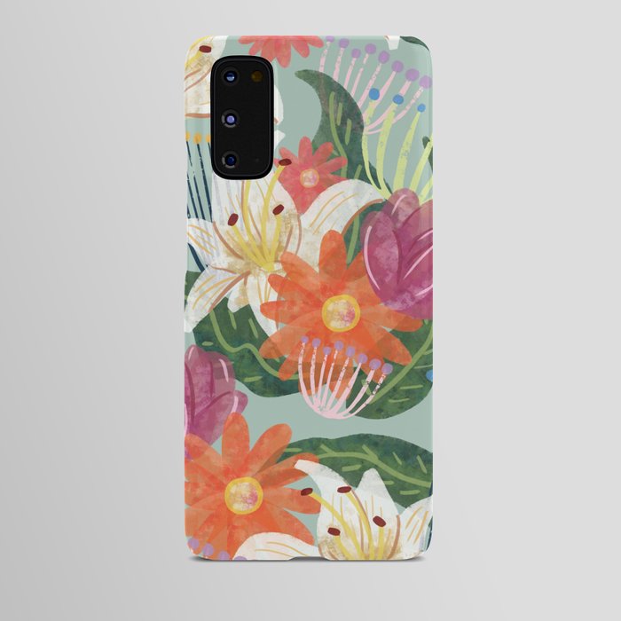 mint watercolor floral pattern Android Case