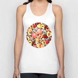 Vivid Stone Fruit on Black Unisex Tank Top