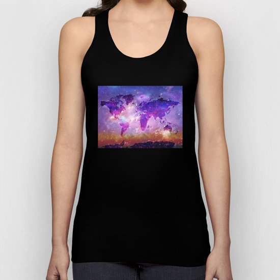 world map galaxy sky Unisex Tank Top