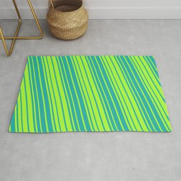 [ Thumbnail: Light Sea Green & Light Green Colored Stripes/Lines Pattern Rug ]