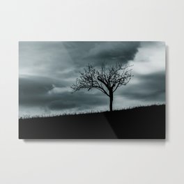 Alone tree before the storm Metal Print | Tree, Dark, Darkness, Storm, Mystical, Powerful, Landscape, Alone, Nature, Bench 
