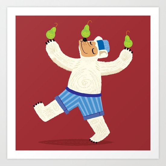 A Bear With Pears (colour variation) Art Print
