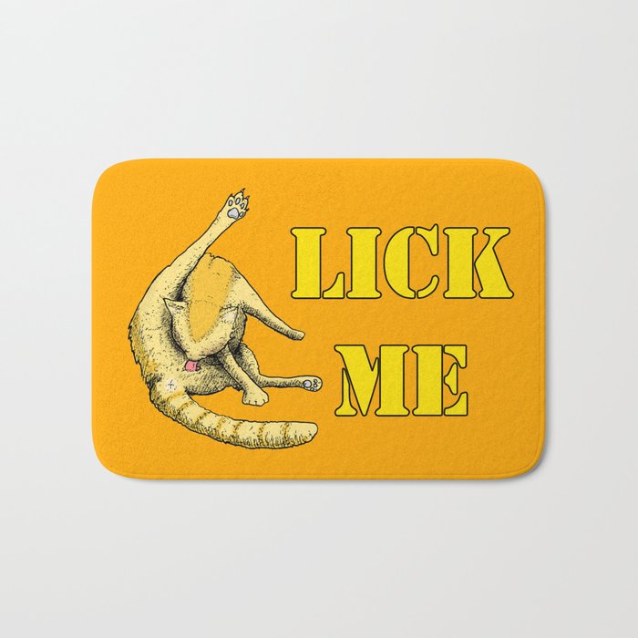 Lick Me (cat cleaning itself) Bath Mat