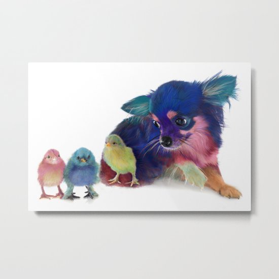 Chihuahua and Chicks Metal Print