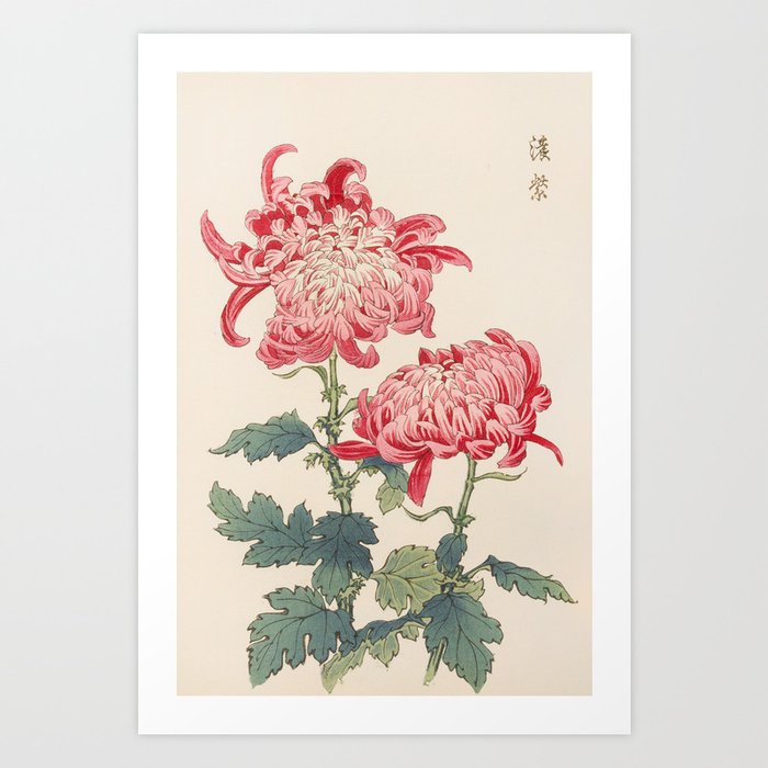 Japanese Chrysanthemum Woodblock Print #4 Art Print