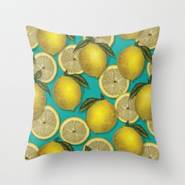 Yellow Lemons Throw Pillow