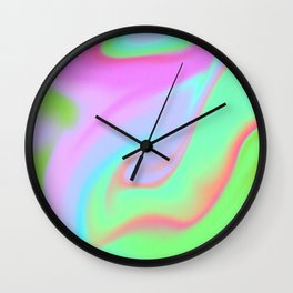 Abstract Psychedelic Neon Green Pink Groovy Swirl 70s Wall Clock