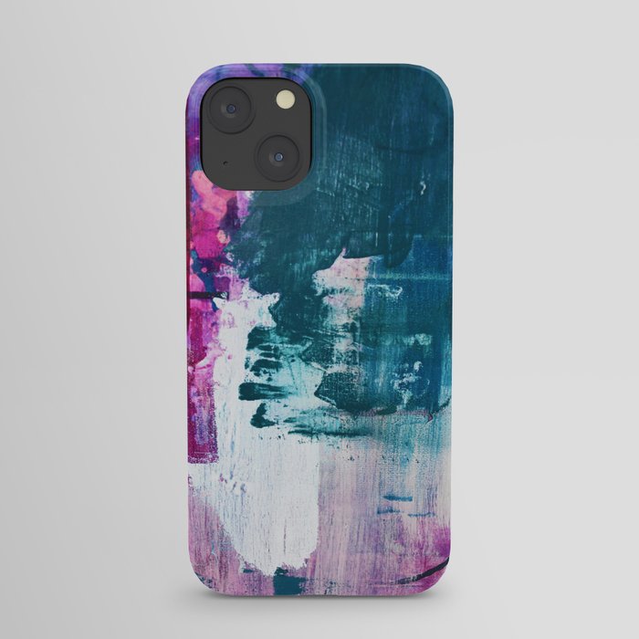 Complexity: a pretty abstract mixed-media piece in teal and purple by Alyssa Hamilton Art iPhone Case