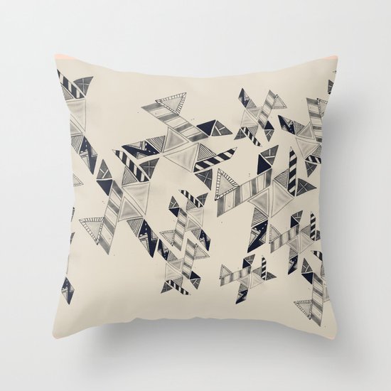 B&W Aztec pattern illustration Throw Pillow