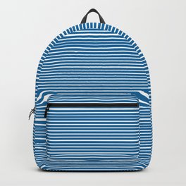 Blue & White Venetian Stripe Backpack | Graphic, Spare, Unsettling, Sophisticated, Clean, Suspense, Graphicdesign, Venetianblind, Wonky, Royalblue 
