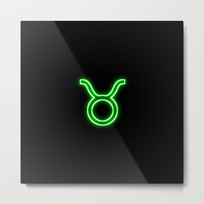 Neon Green Taurus The Bull Star Zodiac Sign Metal Print