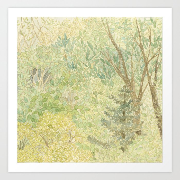 Watercolor Painting Of The Spring Green Woods Mysterious Calming Forest Art Print By Rosetingyi Society6