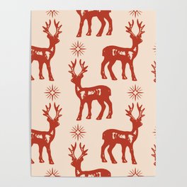 Christmas Reindeer Pattern Poster