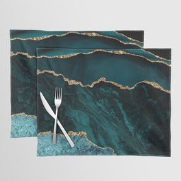 Teal Blue Emerald Marble Landscapes Placemat