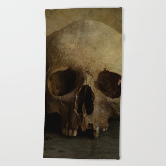 Male skull in retro style Beach Towel