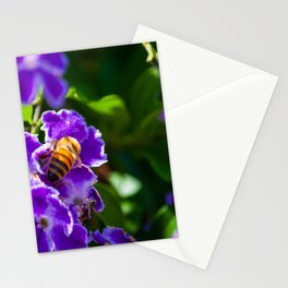Purple Flowers with Bee Stationery Cards