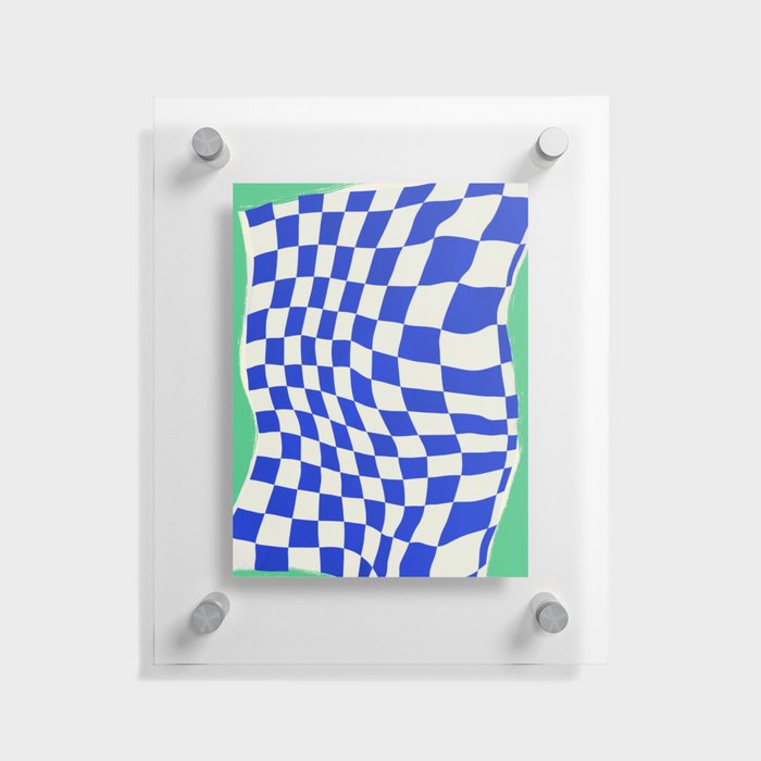 Blue checker fabric abstract Floating Acrylic Print