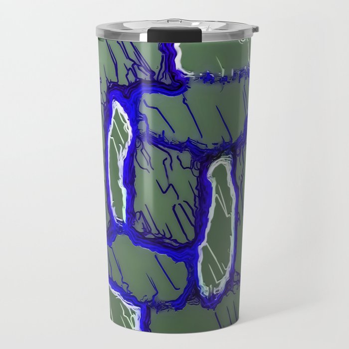 vintage psychedelic painting texture abstract background in dark blue and grey Travel Mug