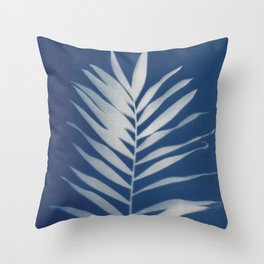 Jackie Partridge Art - Palm Leaf- Cyanotype Throw Pillow