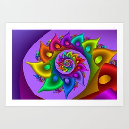 Rainbow fractal spiral Art Print