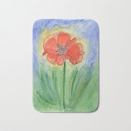 Red Poppy-2 (Papaver rhoeas) Bath Mat | Flowerpower, Garden, Ink, Nature, Painting, Watercolor, Red, Redpoppy, Wildflower, Flower 