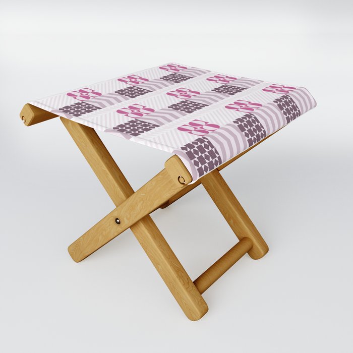 Dancing with Mondrian in Pink Folding Stool