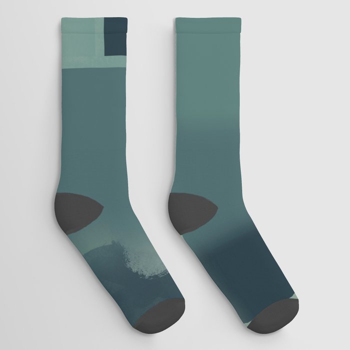 Green collage abstract Socks