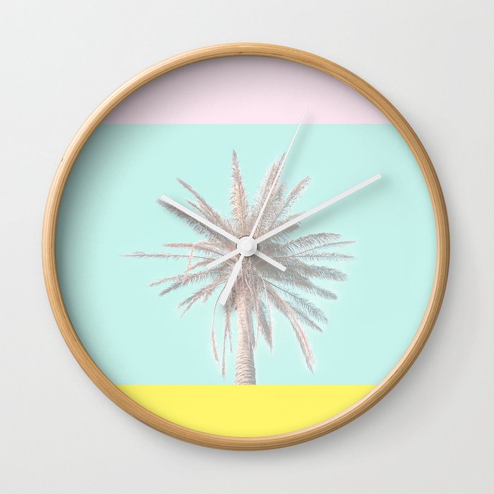 Pastel Candy Palm Wall Clock
