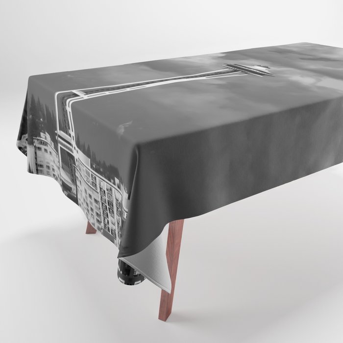 Seattle Skyline B & W Tablecloth by Alaskan Momma Bear Society6