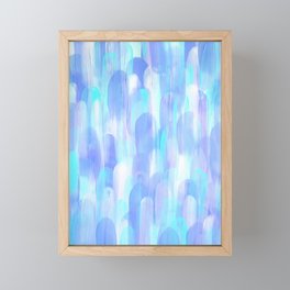 Abstract Layered Brush Texture Cold Shade Blue Cyan Framed Mini Art Print