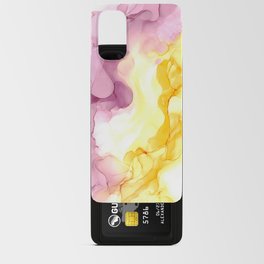 Pink Yellow Abstract 31922 Alcohol Ink Painting by Herzart Android Card Case