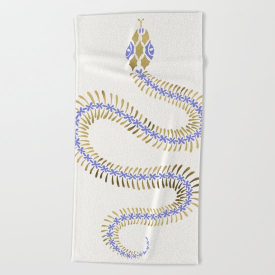Snake Skeleton – Periwinkle & Gold Beach Towel