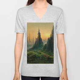 Walking into the forest of Elves V Neck T Shirt