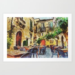 Vintage streets in Calabria Tropea Art Print
