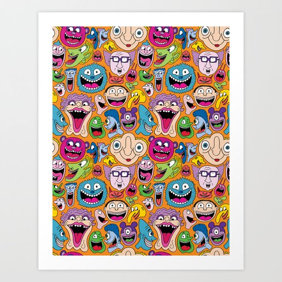 Creepy Smiles Pattern Art Print