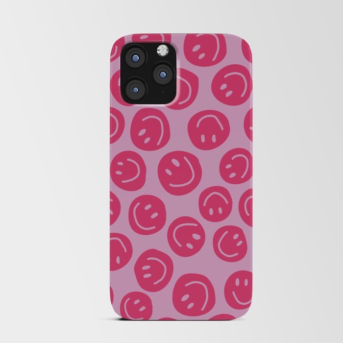 Hot Pink Smiley Faces iPhone Card Case