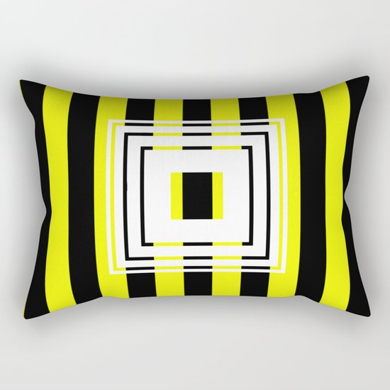 Bumblebee Box - Geometric, bold, yellow and black striped design Rectangular Pillow