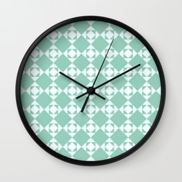 Blue Teal Tiles Geometric Pattern Boho Wall Clock