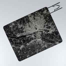 Hamburg - Germany City Map - Black and White City Aesthetic Picnic Blanket