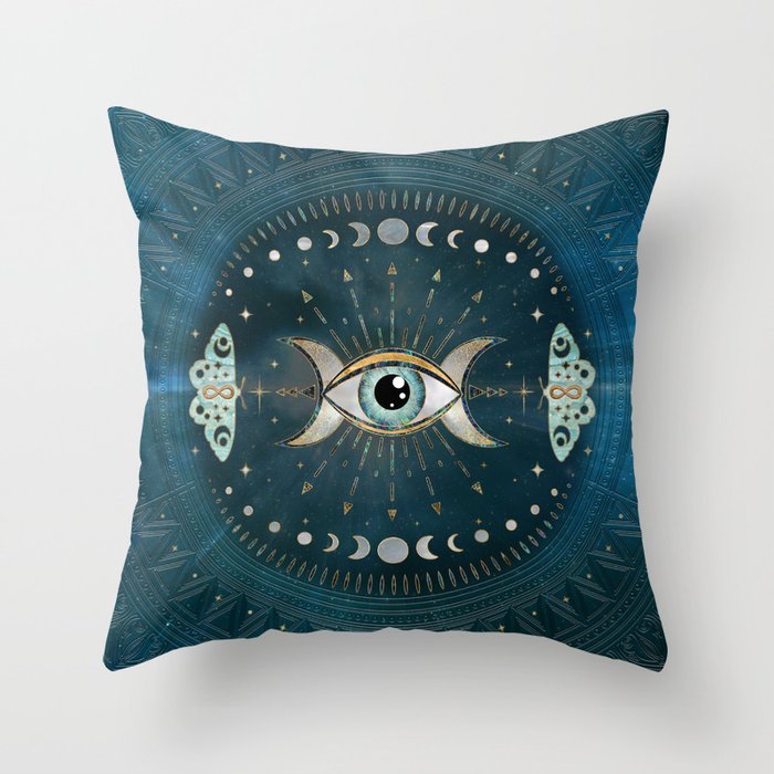 All Seeing Eye and Moons Throw Pillow