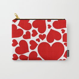 CLUSTERED RED VALENTINE HEARTS ON WHITE Carry-All Pouch | Digital Manipulation, Digital, Modernart, Romantichearts, Valentineart, Officeart, Redvalebtines, Drawing, Valentines, Abstract 