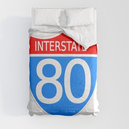 80 Interstate Red & Blue - Classic Vintage Retro American Highway Sign Comforter