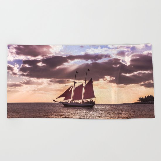 Scarlet sails Beach Towel