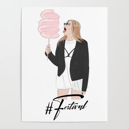 Festival girl cotton candy Poster