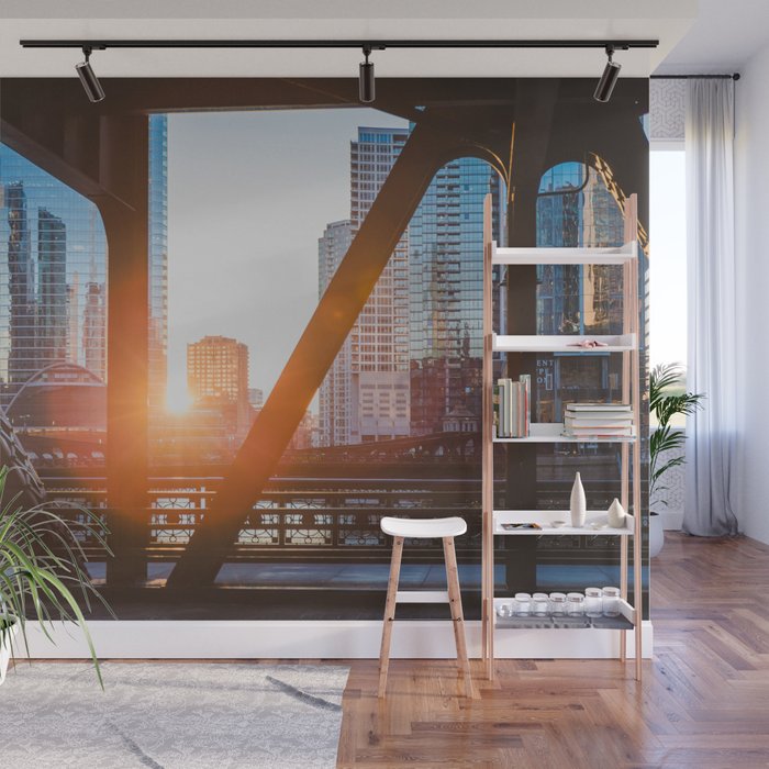 Chicago Sunset Wall Mural